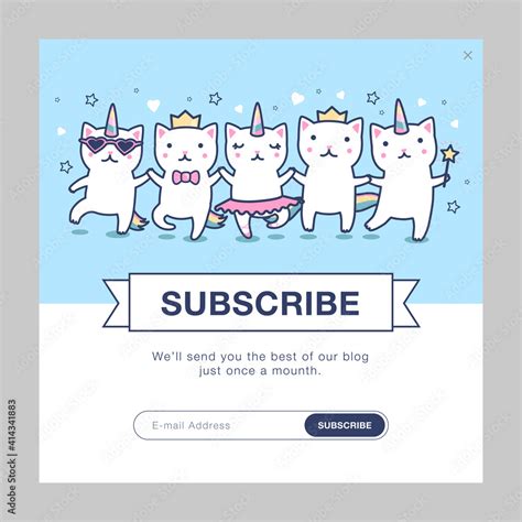 Newsletter Design With Unicorn Cats Cute Dancing Caticorns With