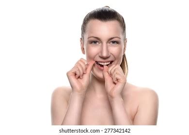 Smiling Attractive Naked Woman Toothy Smile Stock Photo