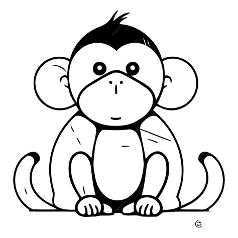 Premium Vector Cute Cartoon Monkey Sitting On The White Background