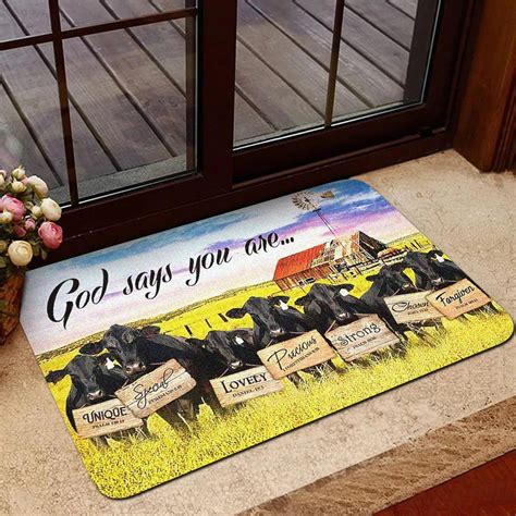 Order God Says You Are Angus Cattle On Farm Themed Design Doormat From