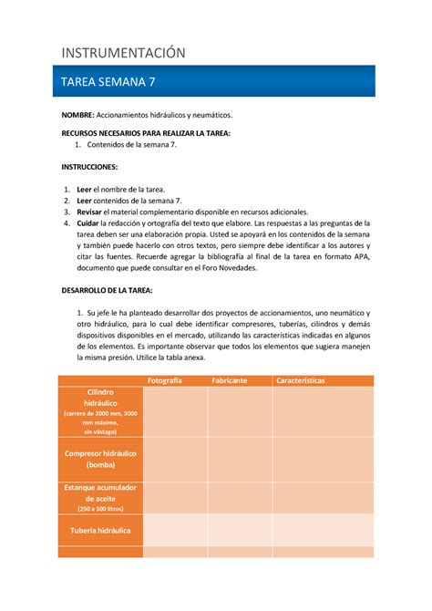 S Ins Tarea C Nombre Accionamientos Hidrulicos Y Neum