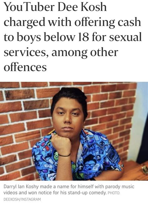 YouTuber Dee Kosh Charged Including With Offences Involving Commercial Sex With Minor Below