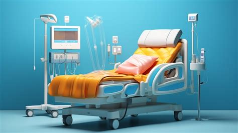 Premium Photo Comforting Hospital Bed With IV Drip