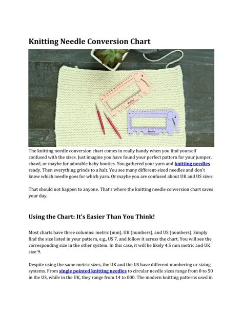 PPT - Knitting Needle Conversion Chart PowerPoint Presentation, free ...