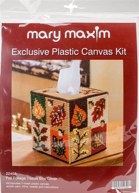 Mary Maxim Plastic Canvas Tissue Box Kit Fall Foliage Count