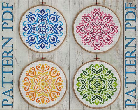 Mandala Cross Stitch Pattern Mandala Pattern Mandala 4 Etsy クロスステッチ