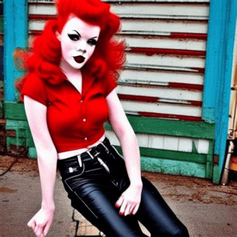 Rothaariges Greaser Rockabilly Girl · Creative Fabrica