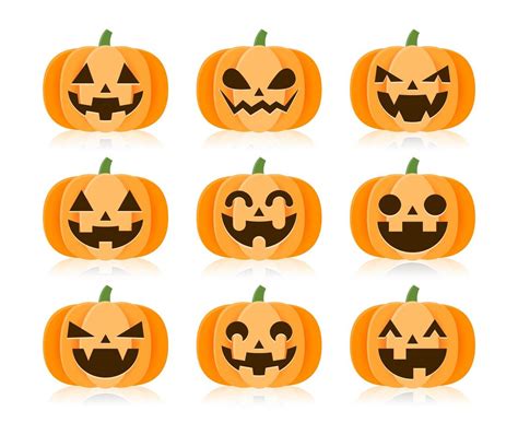 Conjunto De Calabazas De Halloween De Dibujos Animados Vector