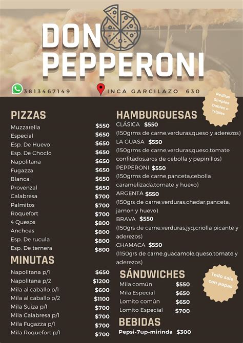 Menu at DON PEPPERONI restaurant San Miguel de Tucumán