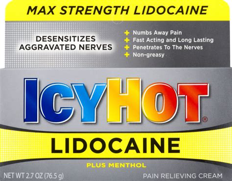 Icy Hot Lidocaine Plus Menthol Pain Relieving Cream Icy Hot Customers Reviews