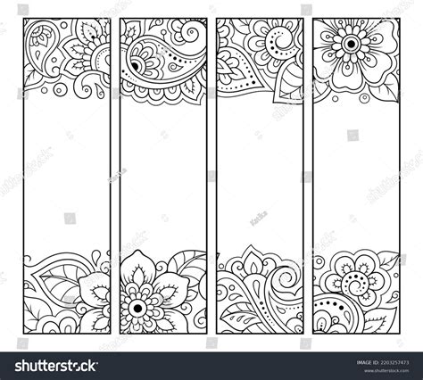 Bookmark Book Coloring Set Black White Stock Vector (Royalty Free) 2203257473 | Shutterstock