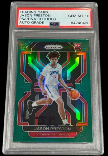 Jason Preston Signed 2021 Panini Green Prizm Rookie Card 327 Psa GEM