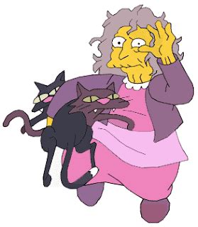 women and cats: crazy cat lady from the simpsons