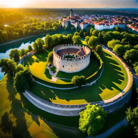 Kalemegdan Fortress Summer Belgrade Drone Shot Premium Ai Generated Image
