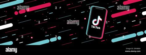 Tik Tok Banner With Copyspace Logo On The Screen Phone With A Modern