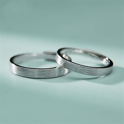 Engravable Simple Frosted Promise Ring For Couples In Sterling Silver