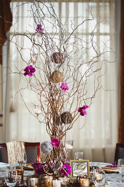 Curly Willow Natural Branches Centerpiece Some Spray Painted Silver