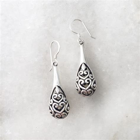 Dew Drop Jali Silver Earring Silberuh