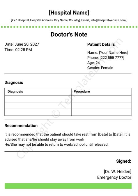 Return To Work Doctors Note Template Free Printable And Enjoyable