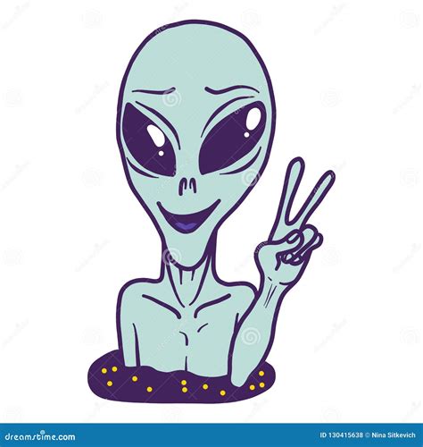 Icono Extraterrestre Estilo Exhausto De La Mano Ilustración del Vector