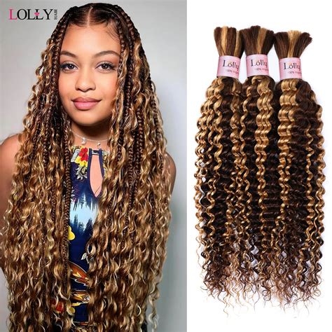 Highlight Bulk Human Hair For Braiding Honey Blonde Deep Wave