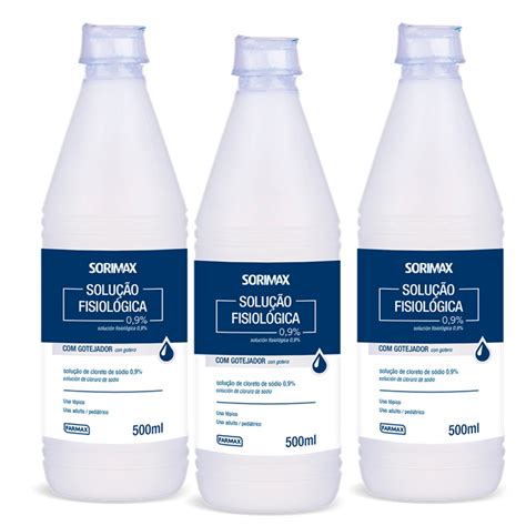 Kit 3 Unidades Soro Fisiológico Sorimax Farmax 500ml Kit 3 Unidades