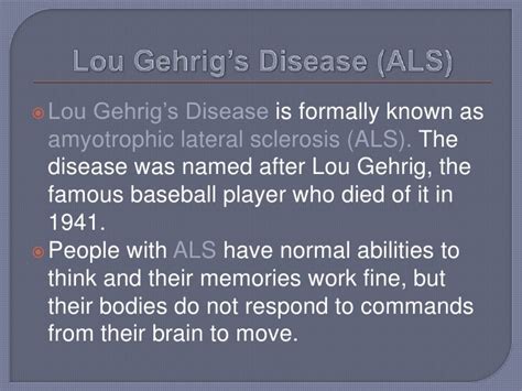 Lou Gehrig’s Disease Als