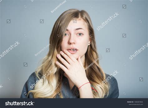 Beautiful Blonde Girl Unpleasantly Surprised Isolated Stock Photo Shutterstock