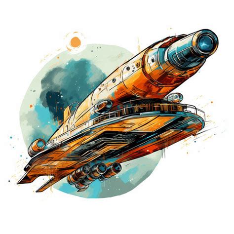 4K Vector Spaceship Clipart in Oil Painting Style – IMAGELLA