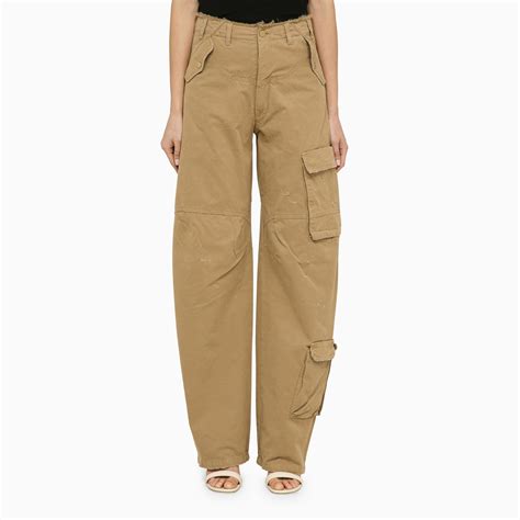 Darkpark Rosalind Cotton Beige Cargo Trousers Thedoublef