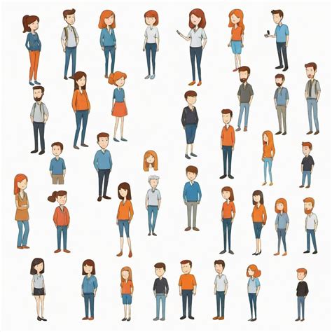 Illustrator Creating Doodle People Cartoon Vector Set White Background Isolated Premium Ai