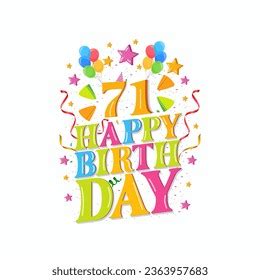 71 Years Happy Birthday Logo Balloons Stock Vector Royalty Free