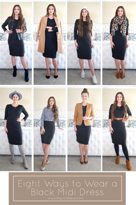 Eight Ways To Wear A Black Midi Dress Black Dress Style Black Midi