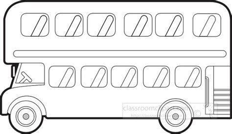 Transportation Outline Clipart Double Decker Bus Printable Black