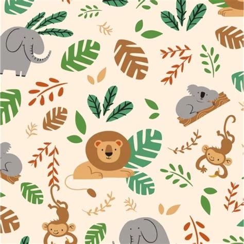 Tissu Jersey Animaux De La Jungle Coton Lasthanne Jungle