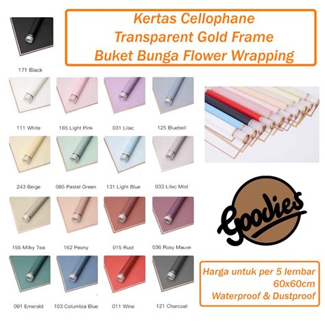 Jual Lembar Kertas Cellophane Kertas Buket Bunga Transparent Gold