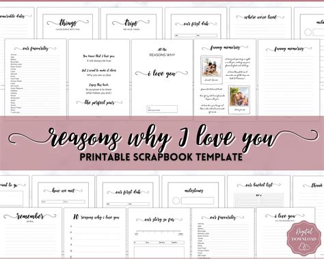 Reasons Why I Love You Scrapbook Valentines Day And Anniversary T