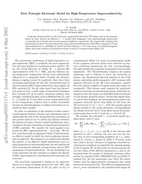 PDF First Principle Electronic Model For High Temperature