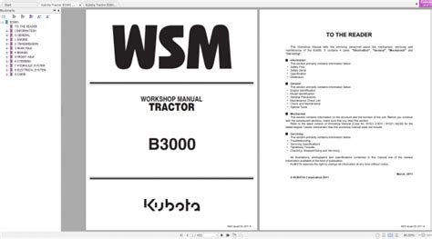 Kubota Tractor B3000 Workshop Manual Enfr