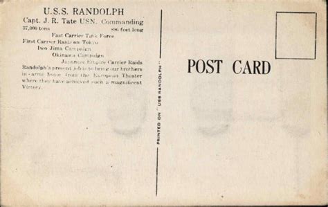 Wwii Battleship Uss Randolph Iwo Jima Okinawa Captain Tate Vintage