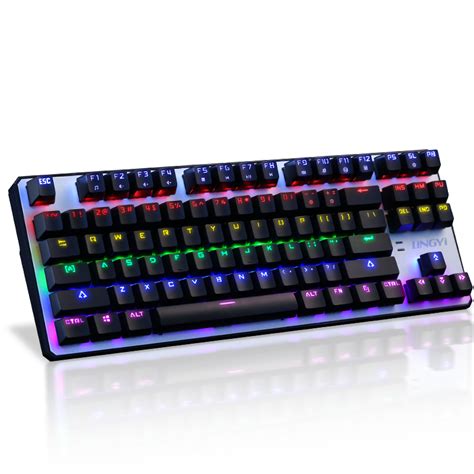 2015NEW Sale price Lingyi Black Widow 87 Key Rainbow Backlit Mechanical Keyboard Wired Keyboard ...