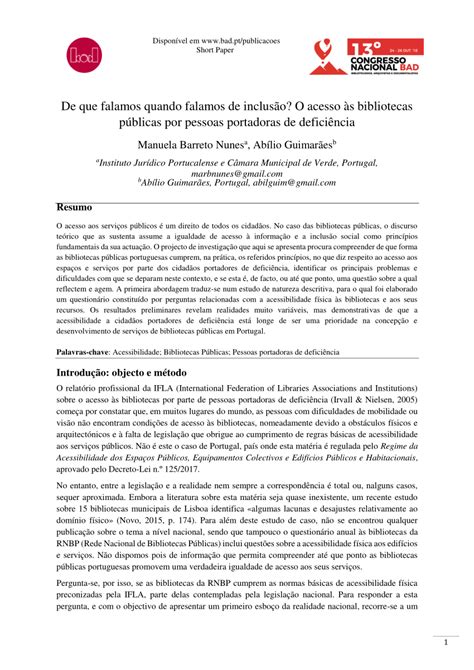 Pdf De Que Falamos Quando Falamos De Inclus O O Acesso S