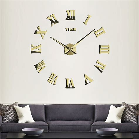 Diy D Large Wall Clock Sticker Acrylic Mirror Sel Grandado