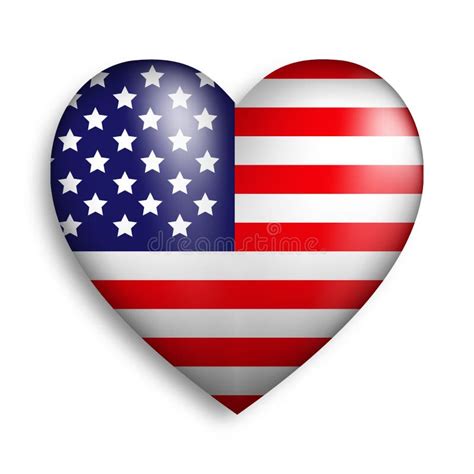 Usa Flag In A 3d Heart Shape On White Background United States Of