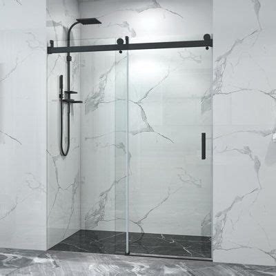 OUTMOIN Adanna 56 60 W X 76 H Single Sliding Frameless Shower Door