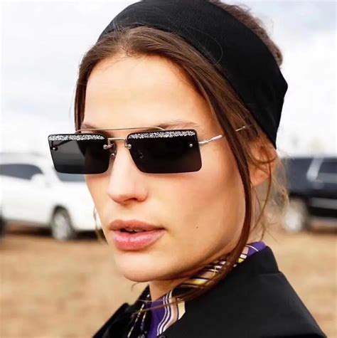 Square Sunglasses Women Luxury Rimless Sun Glasses Female Brand