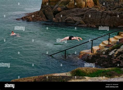 Winter Swimmers Sandycove Forty Foot Bathing Area Dun Laoghaire Near