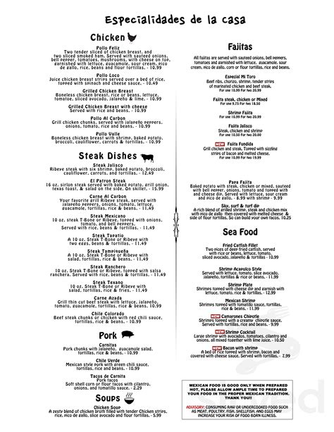 Mi Toro Mexican Restaurant Menu In Columbus Mississippi Usa