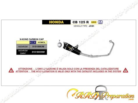 Ligne D Chappement Compl Te X Kone Arrow Pour Honda Cb R De