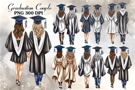 Graduation Couple Watercolor Clipart Graphic By Cat Lady · Creative Fabrica